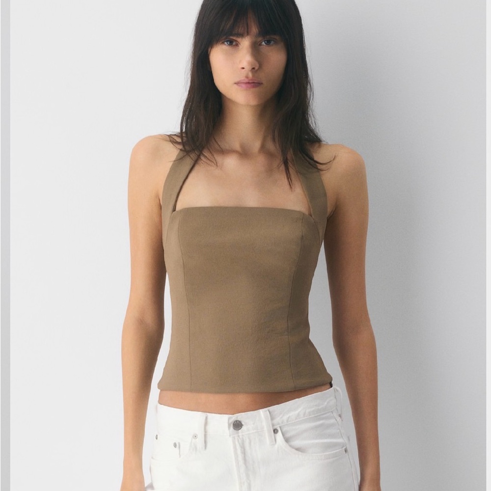 Aritzia Whisper Halter Top - Folio Brown